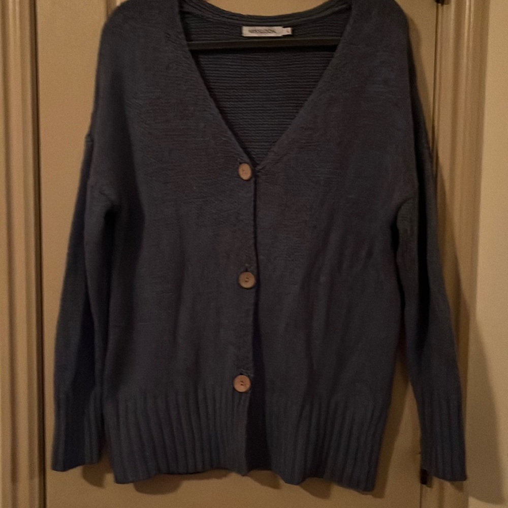 MissLook Denim Colored Cardigan Sweater - size Large